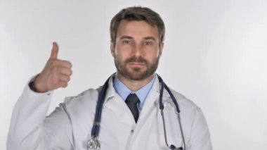 Başparmak yukarıya el hareketi Doktor portresi