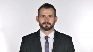 Başparmak yukarıya el hareketi sakal işadamı portresi