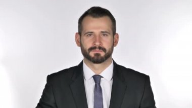Başparmak aşağı el hareketi sakal işadamı portresi