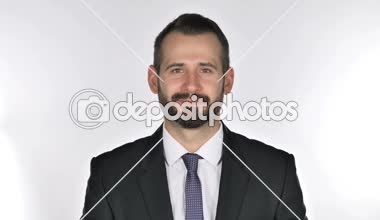 Zafer işareti işaret sakal işadamı portresi