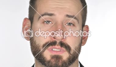 Online görüntülü sohbet, yakın Up adam yüz konuşma