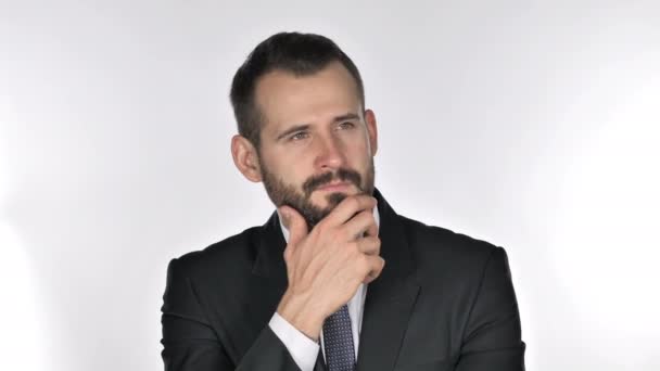 Retrato Pensamento Barba Empresário Tem Nova Ideia — Vídeo de Stock