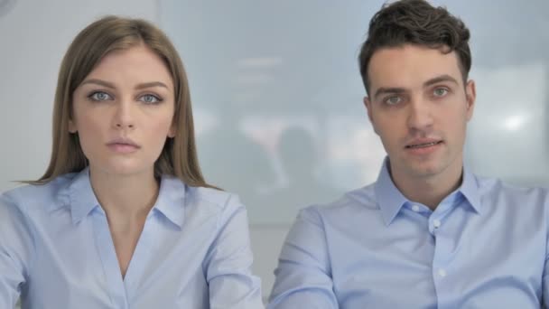 Young Business Colleagues Upset Failure Project — Stockvideo