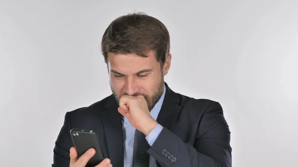 Businessman Reacting Loss While Using Smartphone — Stock Photo, Image