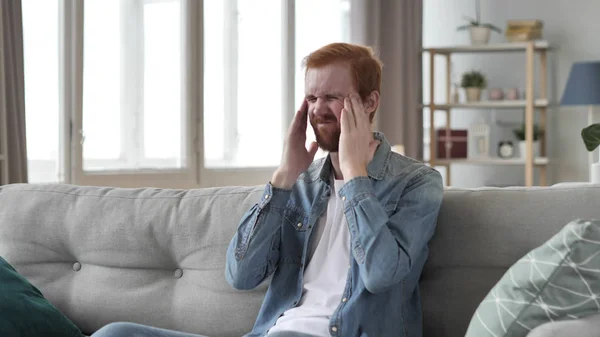 Creative Beard Man Headache Sitting Creative Room — Stock Photo, Image