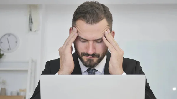 Mal Tête Homme Affaires Stressé Avec Douleur Tête — Photo