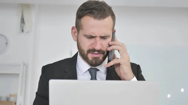 Homme Affaires Colère Hurlant Téléphone Perte Entreprise — Photo