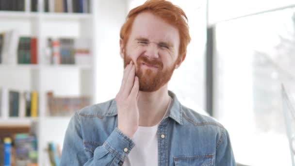 Toothache, Casual Redhead Man with Tooth infection — Stock Video