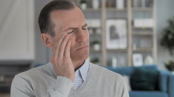 Portrait of Stressed Middle Aged Man with Headache — Stock Video