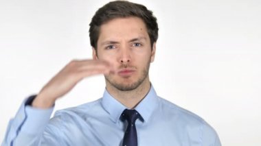 Genç Işadamı beyaz arka planda Izole yeni şans arıyor