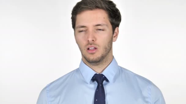 Ritratto di giovane uomo d'affari Tosse, infezione della gola — Video Stock