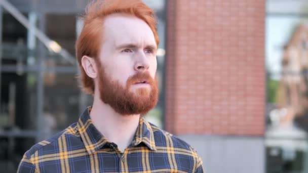 Redhead Beard Young Man Searching New Opportunity — Stock Video