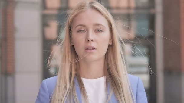 Silence Please, Finger on Lips by Young Businesswoman — Stock Video