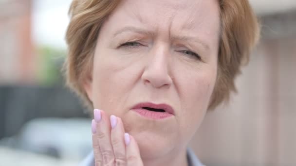 Toothache, Close up of Old Woman with Tooth Pain — Stock Video