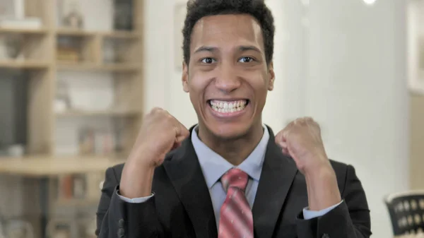 Young African Businessman Celebrating Success — Stock Photo, Image