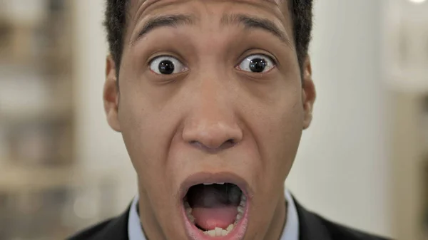 Shocked Face of Young African Businessman — Stock Photo, Image