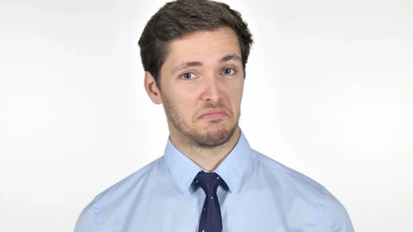 Young Businessman Shaking Head to Accept on White Background — Stock Photo, Image