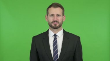 Hırslı İşadamı Chroma Key karşı üzgün oluyor