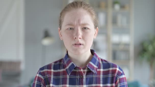 Close Up of Young Woman Disapproving by hand gesture — Stock Video