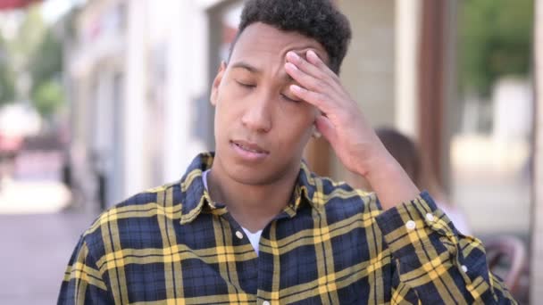 Headache, Uncomfortable Stressed Young African Man — Stock Video