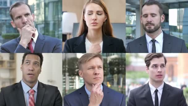 Collage of Business ludzie myśląc, burza mózgów — Wideo stockowe