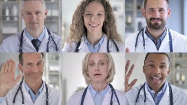 Görüntülü Sohbet İçin Konuşan Doktorların Kolajı