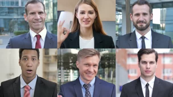 Collage av affärsfolk som visar okej gest — Stockvideo