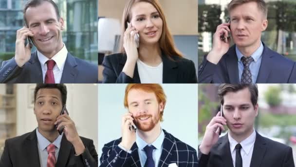 Collage di uomini d'affari che parlano al telefono — Video Stock