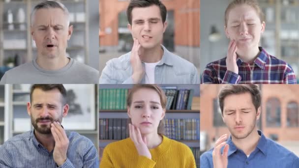 Collage of Young People with Toothache — Stock Video