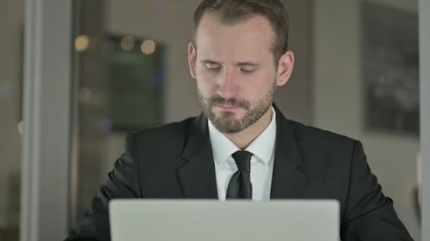 Close Up of Handsome Businessman showing Thumbs Up at Night — Stock Video