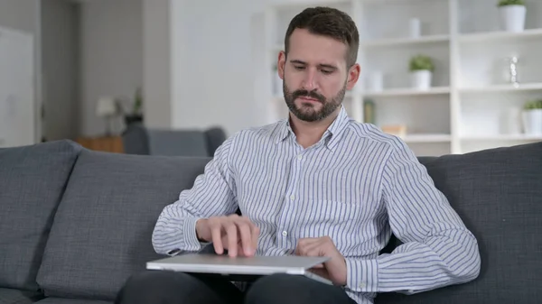 Young Professional Man Opening Laptop for Work — Stock Photo, Image