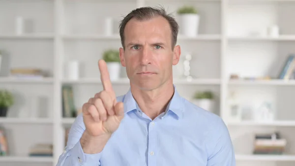 Portrait of Middle Aged Businessman saying No with Finger Gesture — Stock Photo, Image
