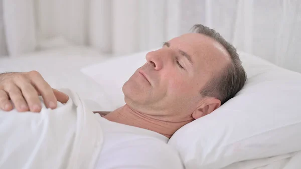 Comfortable Middle Aged Man Sleeping in Bed — Stock Photo, Image