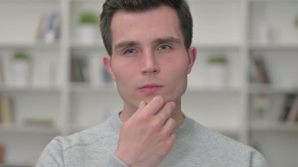 Portrait of Thoughtful Young Male Designer Thinking — Stock Video