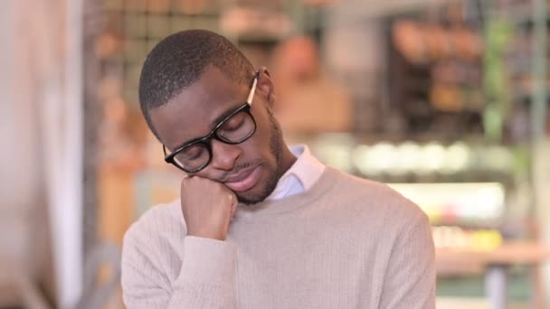 Portrait of Tired Young African Man Taking Nap — Stock Video