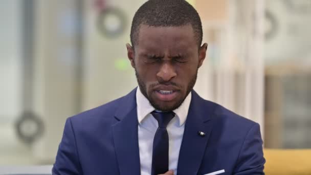 Portrait of Sick African Businessman Coughing — Stock Video