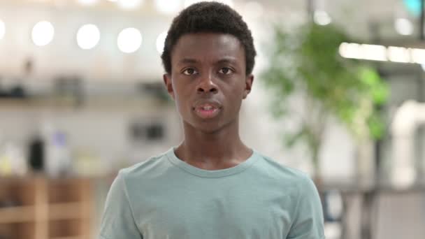 Portrait of Disappointed Young African Man reacting to Loss, Failure — Stock Video