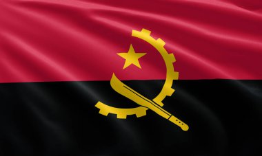 Angola bayrağını dalgalandırın. Angola 'nın bayrak sembolleri