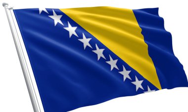 Bosna ve Herzegovina 'nın bayrağını dalgalandırın. Bosna ve Herzegovina 'nın bayrak sembolleri