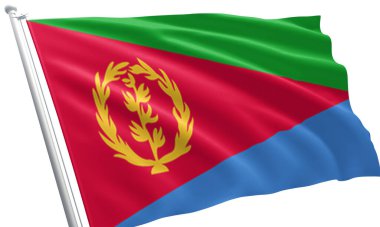 Eritre bayrağını sallayarak yaklaşın. Eritre 'nin bayrak sembolleri