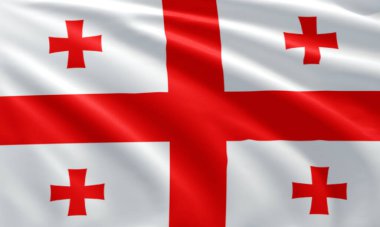 Georgia bayrağını yakın çekiyoruz. Gürcistan 'ın bayrak sembolleri