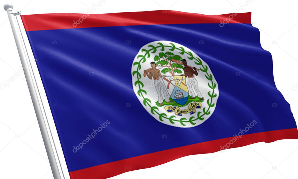 Close up waving flag of Belize. flag symbols of Belize