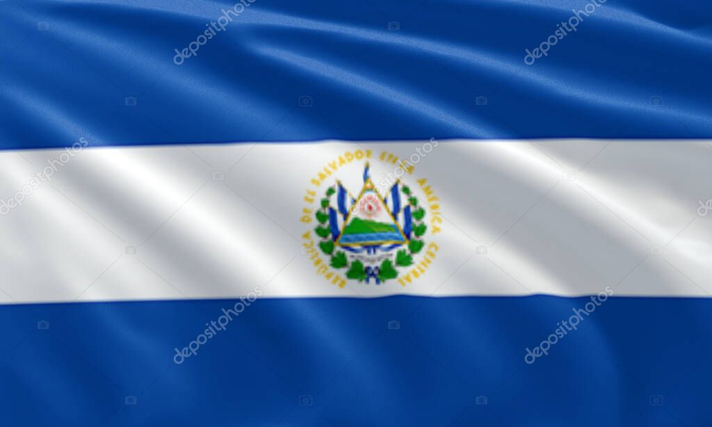 Close up waving flag of El Savador. flag symbols of El Savador