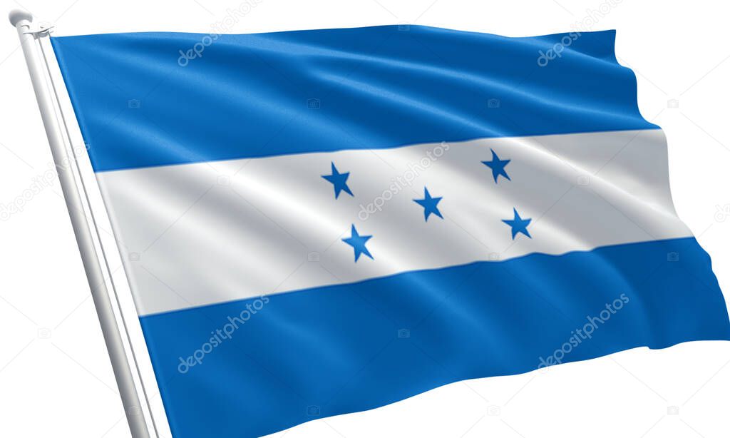 Close up waving flag of Honduras.  Honduras