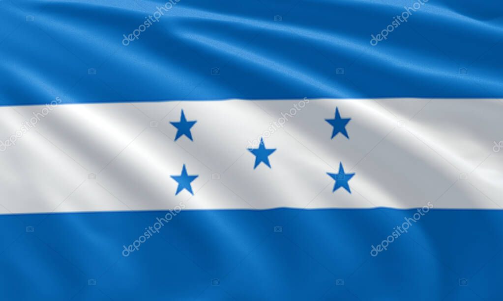 Close up waving flag of Honduras.  Honduras