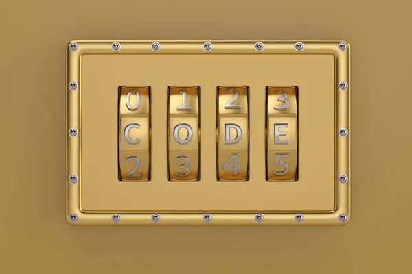 Combination number lock,metallic code mechanism. 3D illustration.
