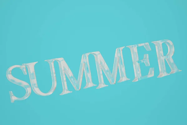 Palavra Verão Gelo Fundo Azul Ilustração — Fotografia de Stock