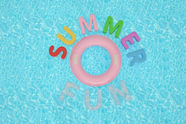 Aufblasbarer Ring Und Sommerspaß Auf Blauem Wasser Illustration — Stockfoto