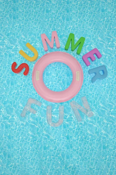 Aufblasbarer Ring Und Sommerspaß Auf Blauem Wasser Illustration — Stockfoto