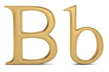 Beyaz arka plan üzerinde 3d illüstrasyon izole altın metal b alfabe.
